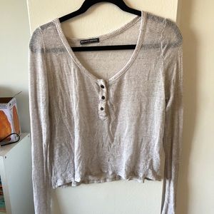 Brandy Melville light Henley knit sweater